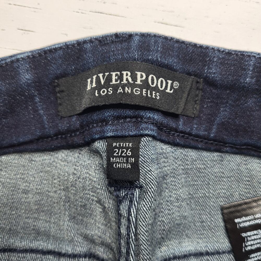Liverpool Gia Glider Crop Jeans Pull On Split Raw Hem Flare Columbia Dark 26P - Picture 9 of 11